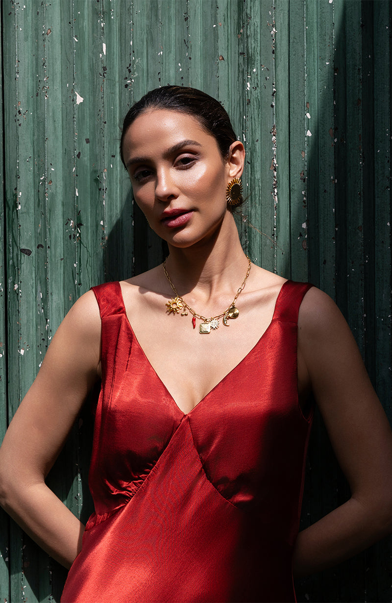 Amelia Midi Dress in Chilli Red -