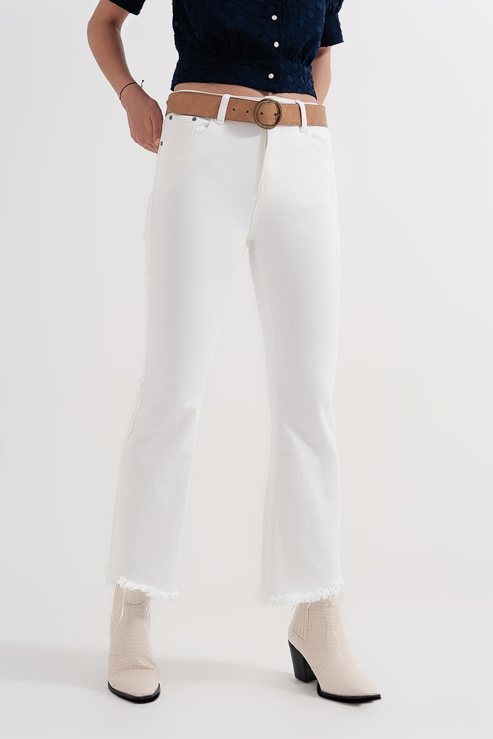 straight Pants in white with wide ankles - Coloured Jeans