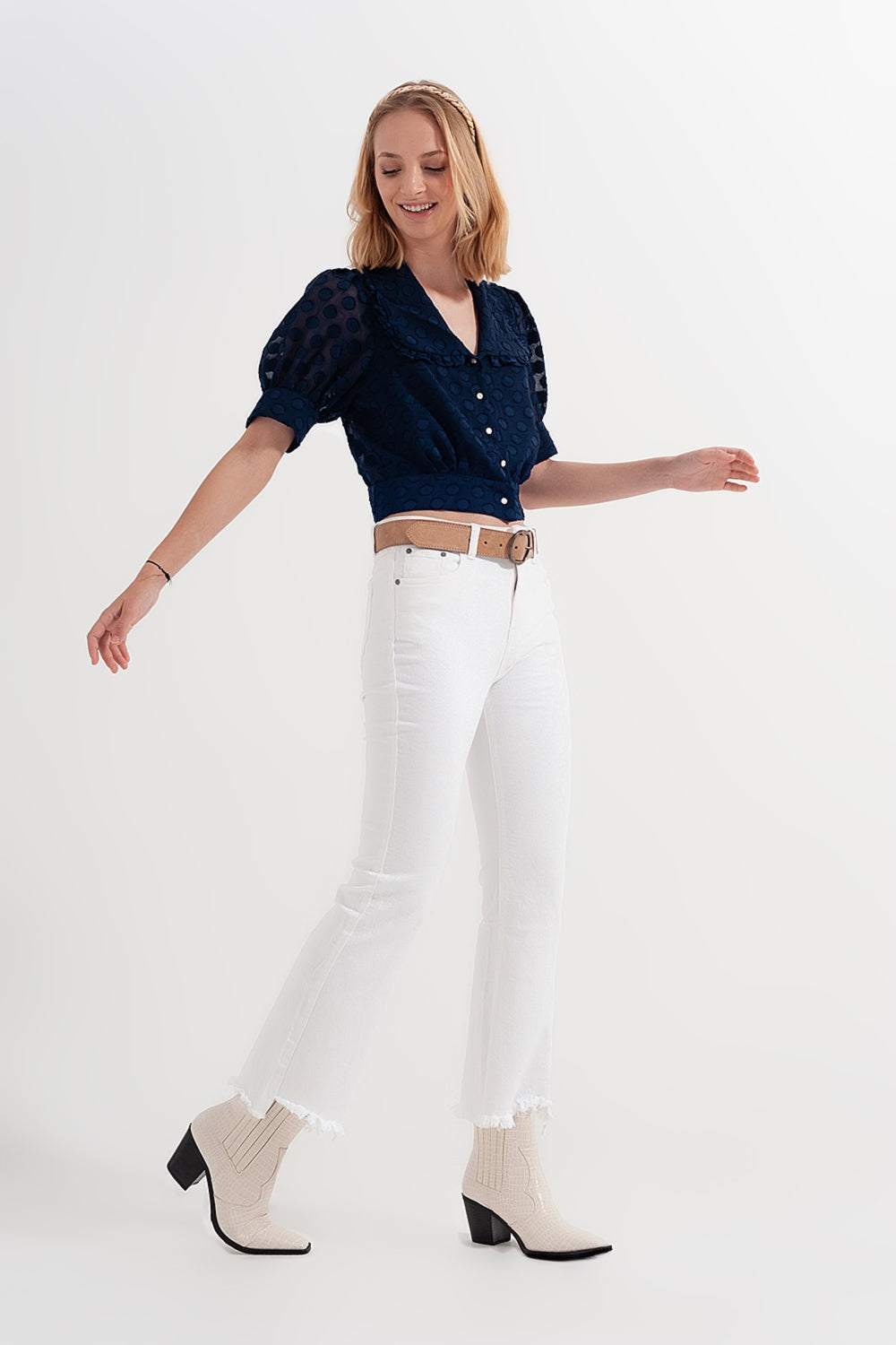 straight Pants in white with wide ankles - Coloured Jeans