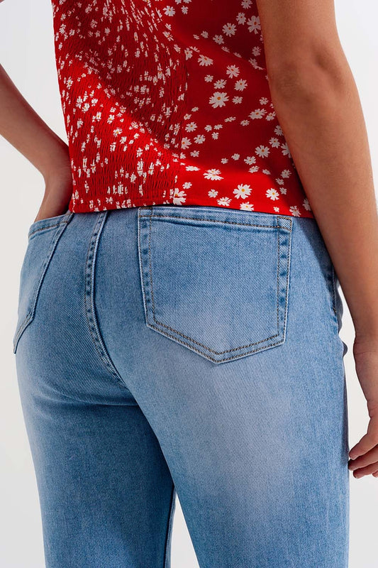 High waist skinny jeans in light blue - Denim