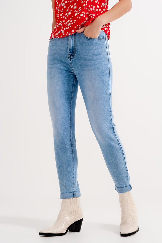 High waist skinny jeans in light blue - Denim