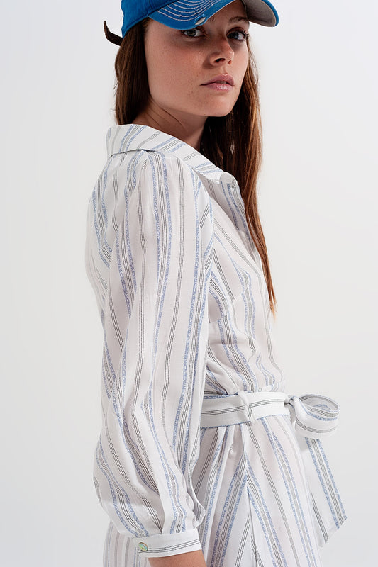 Button through smock midi dress in stripe - dress