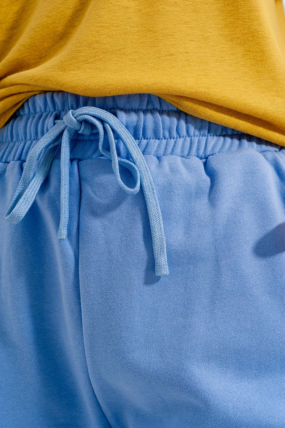 Co-ord jersey slim shorts shorter length in blue - trousers