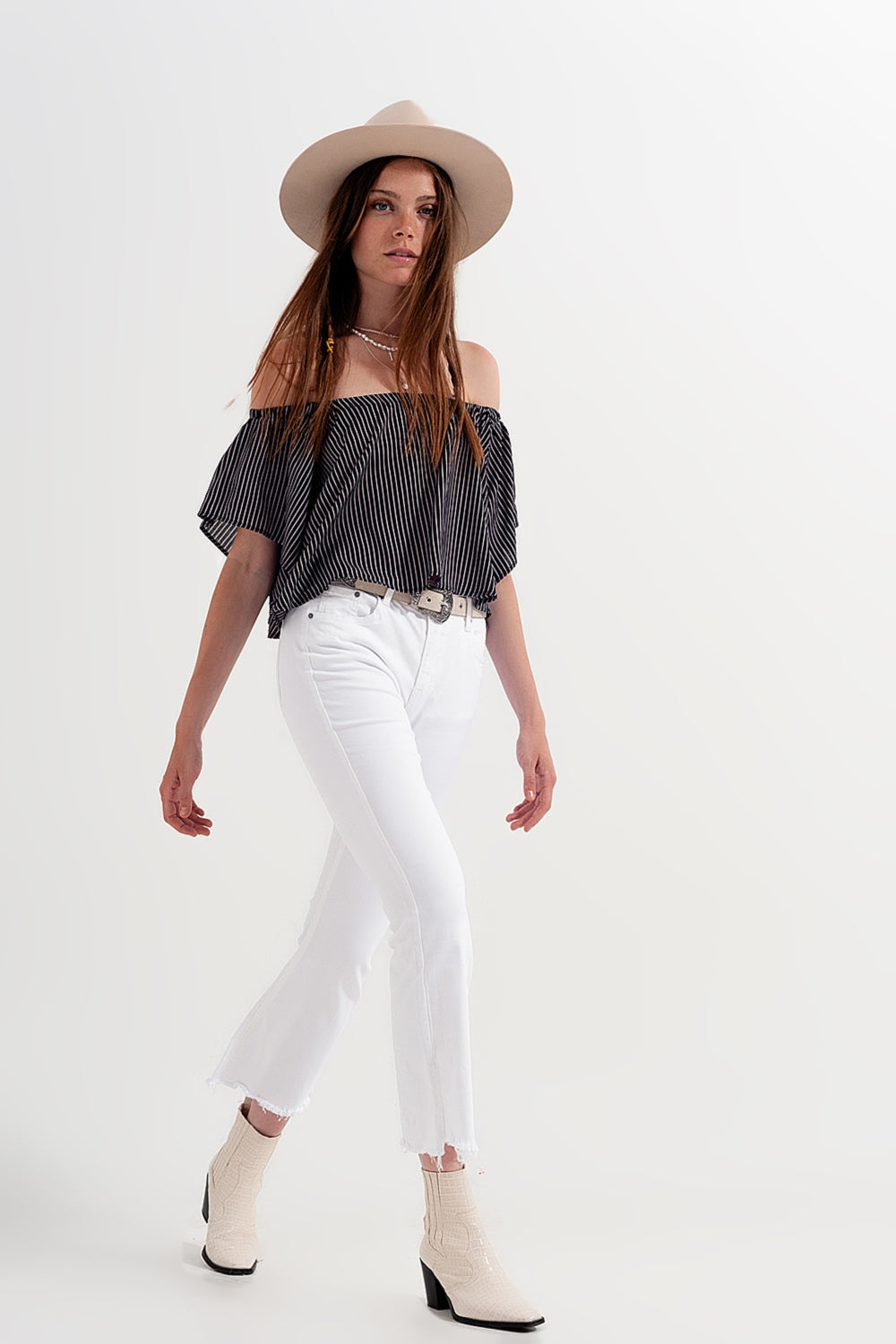 Bardot top in stripe - Shirts, top
