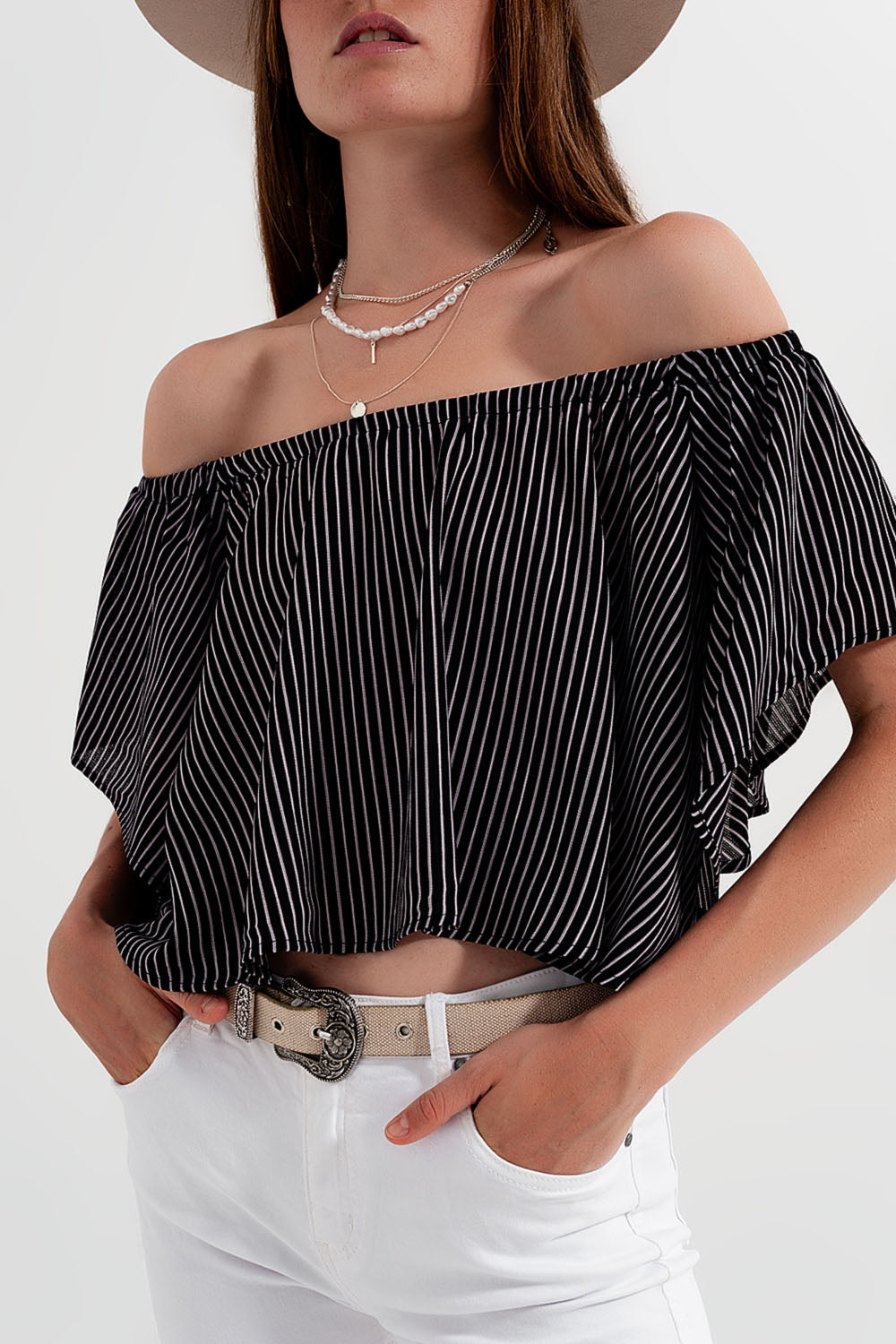 Bardot top in stripe - Shirts, top
