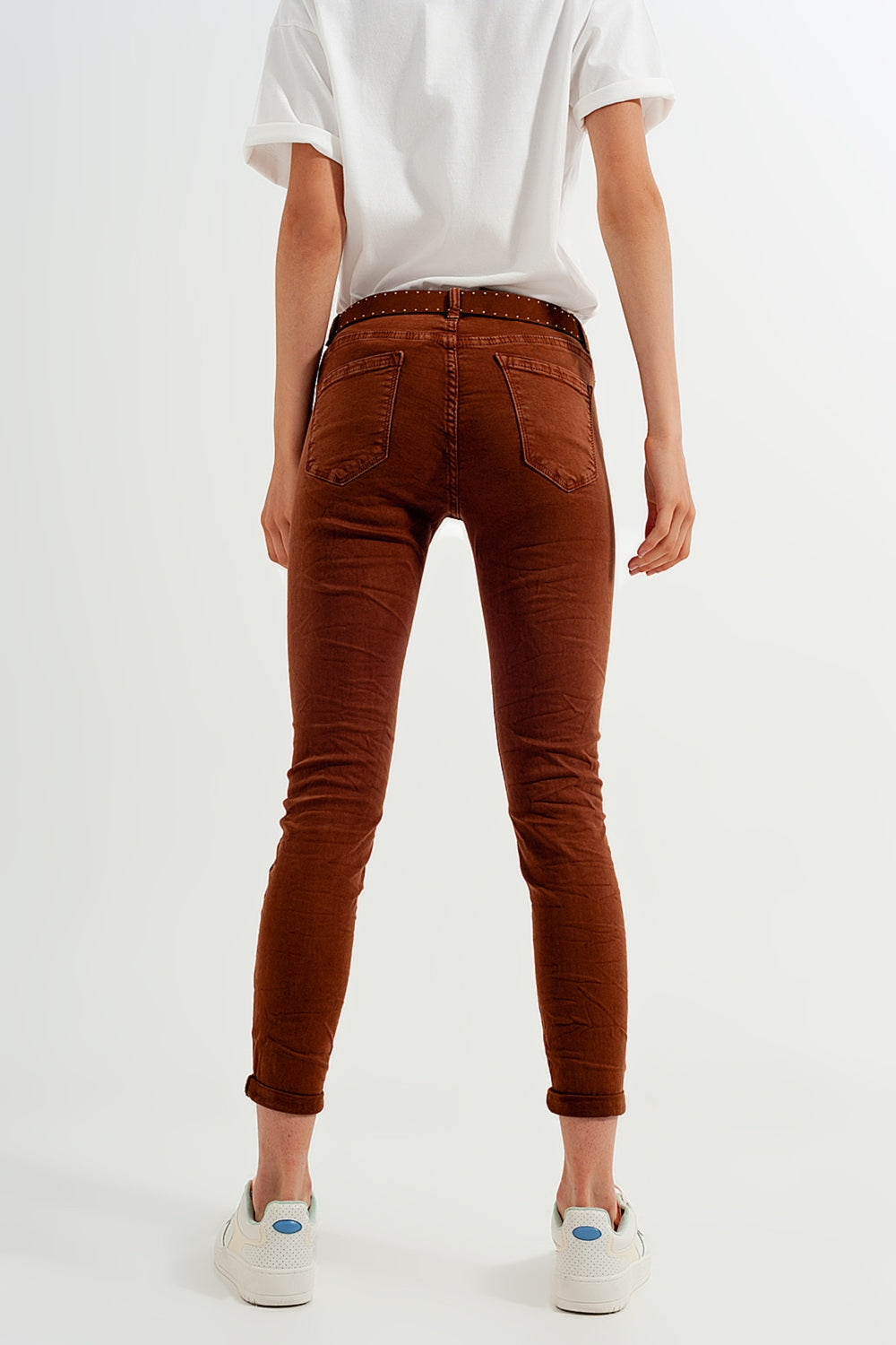 High waisted super skinny pants in camel - Coloured Jeans