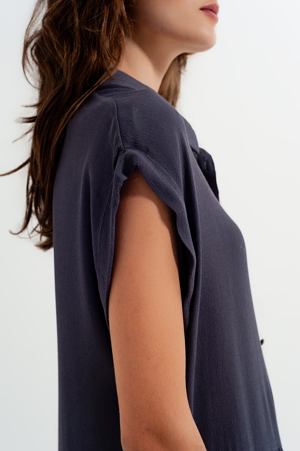Tiered hem shirt dress in grey - dress