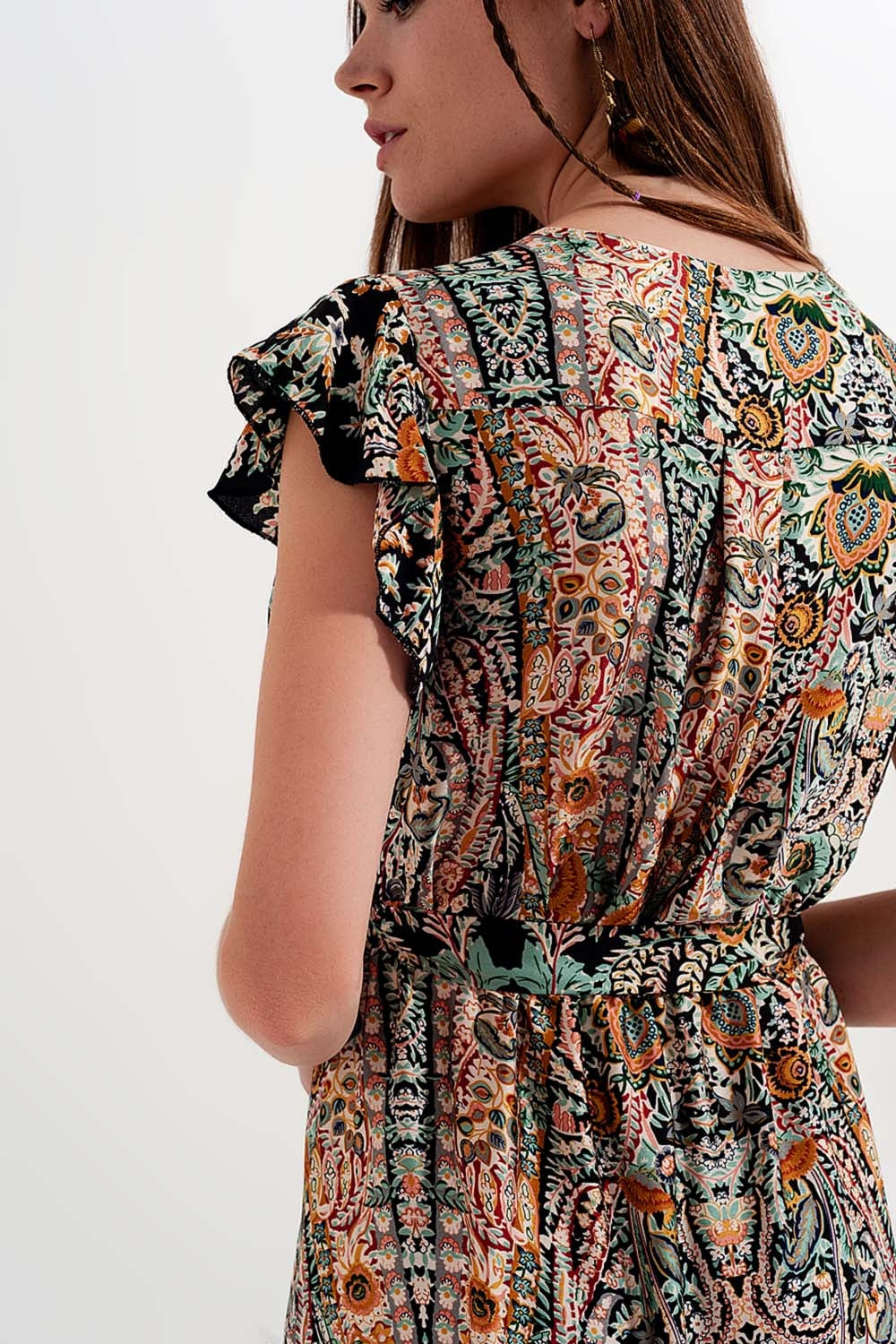 Maxi dress with tiered skirt in mixed paisely print - dress