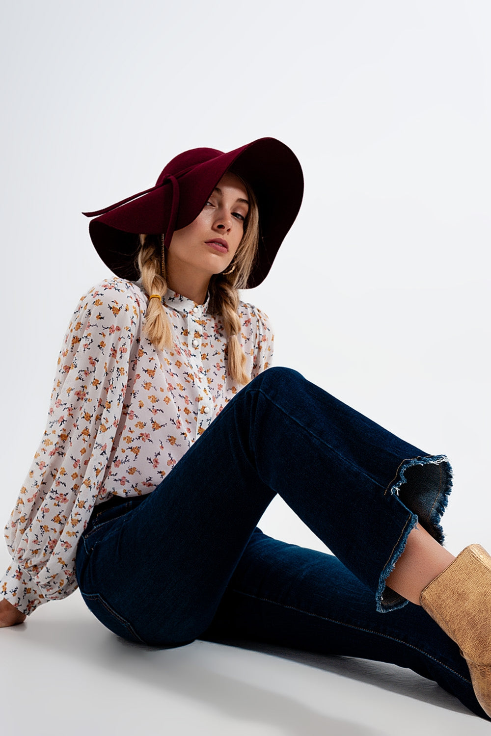 dark denin flared jeans - Denim