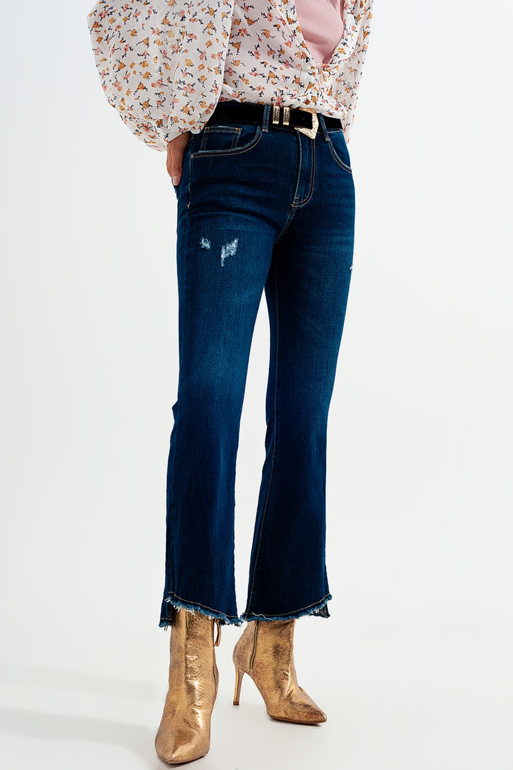 dark denin flared jeans - Denim