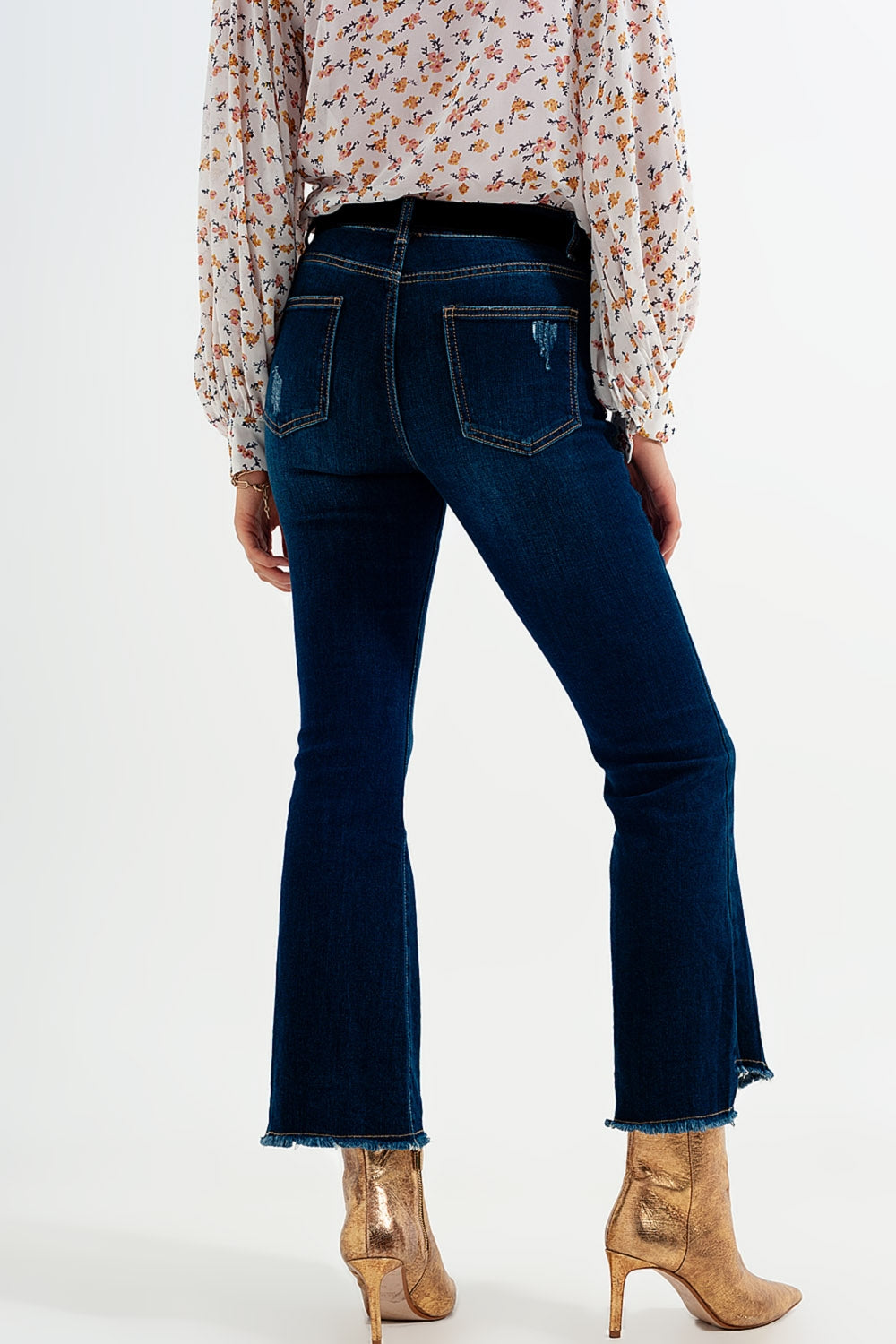 dark denin flared jeans - Denim