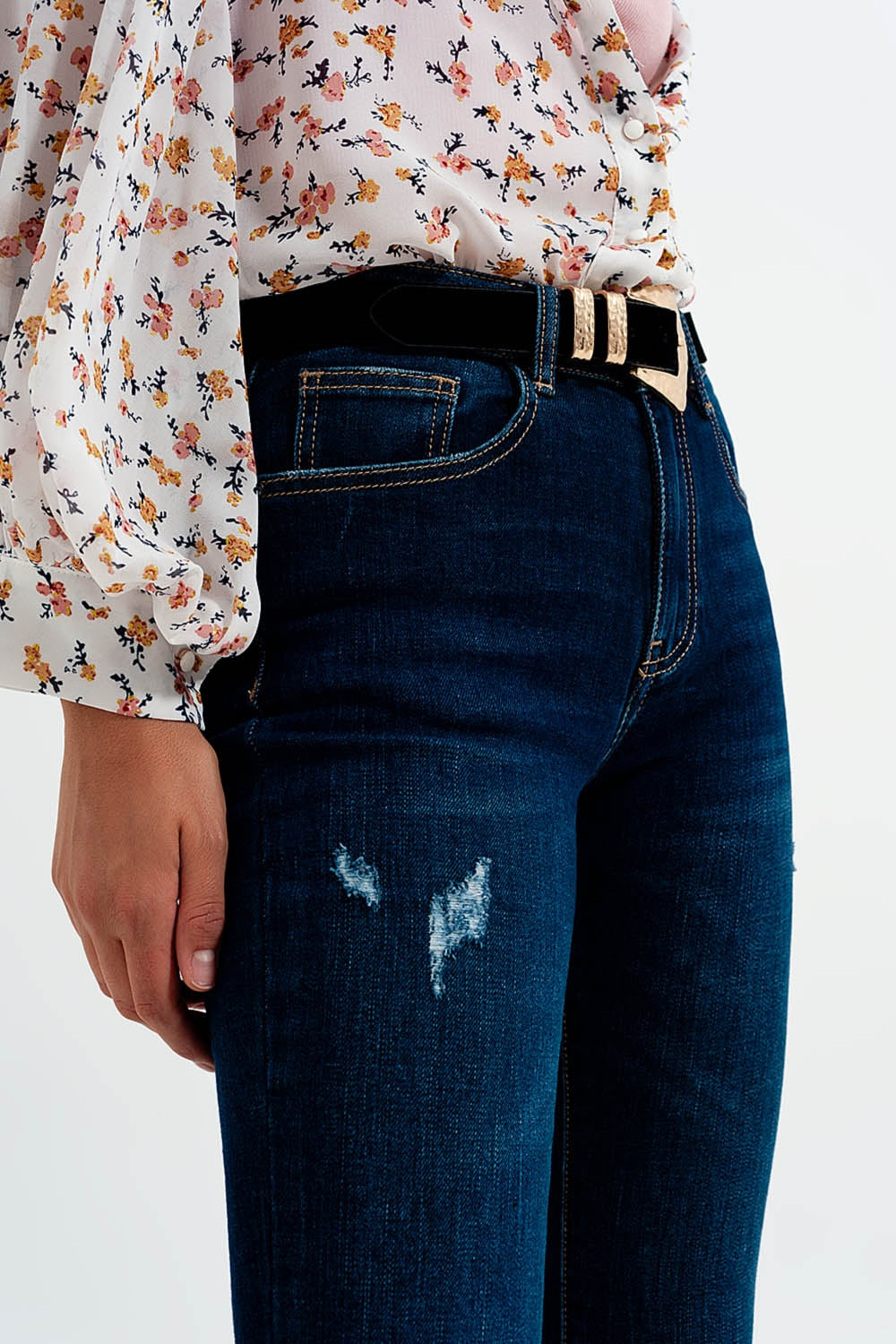 dark denin flared jeans - Denim