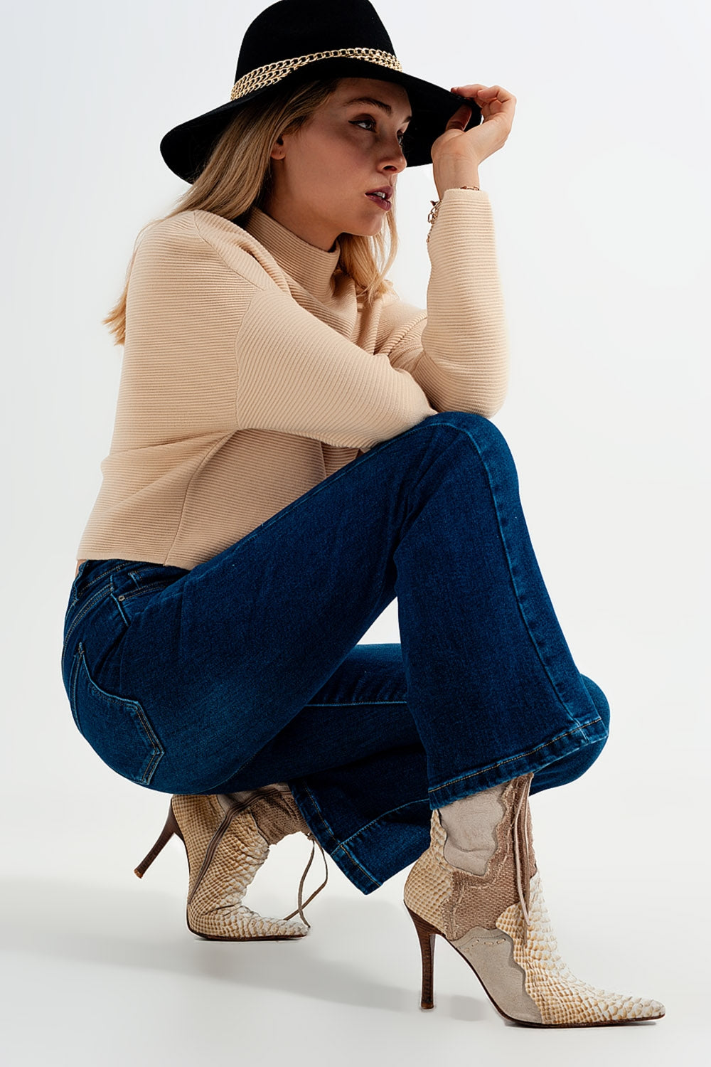 Stretch flare jeans in midwash - Denim