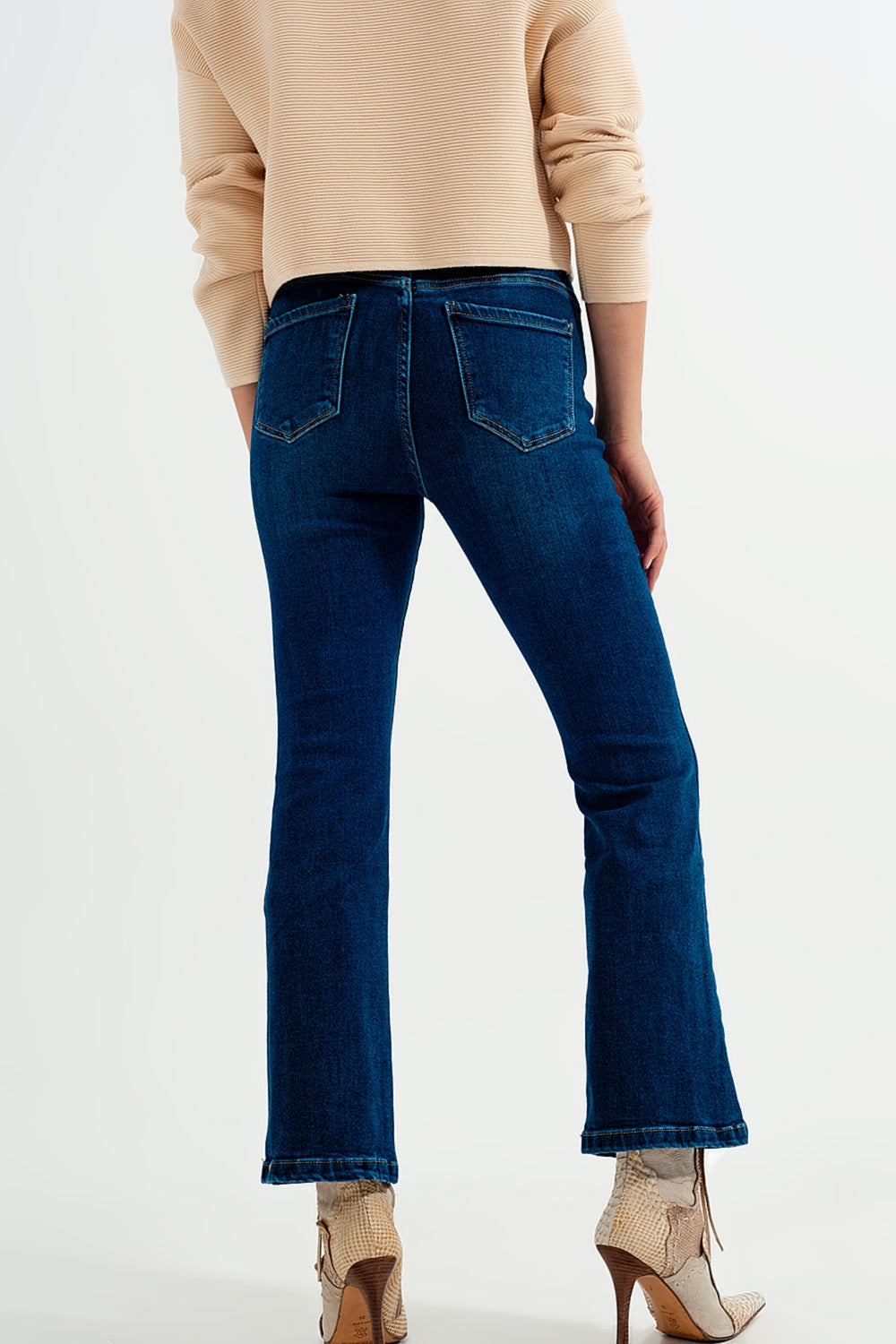 Stretch flare jeans in midwash - Denim