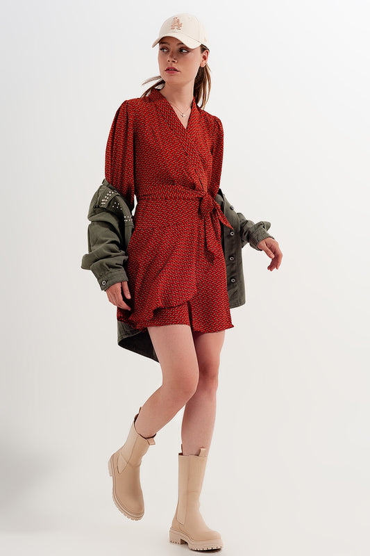 Wrap mini dress in geo print - dress
