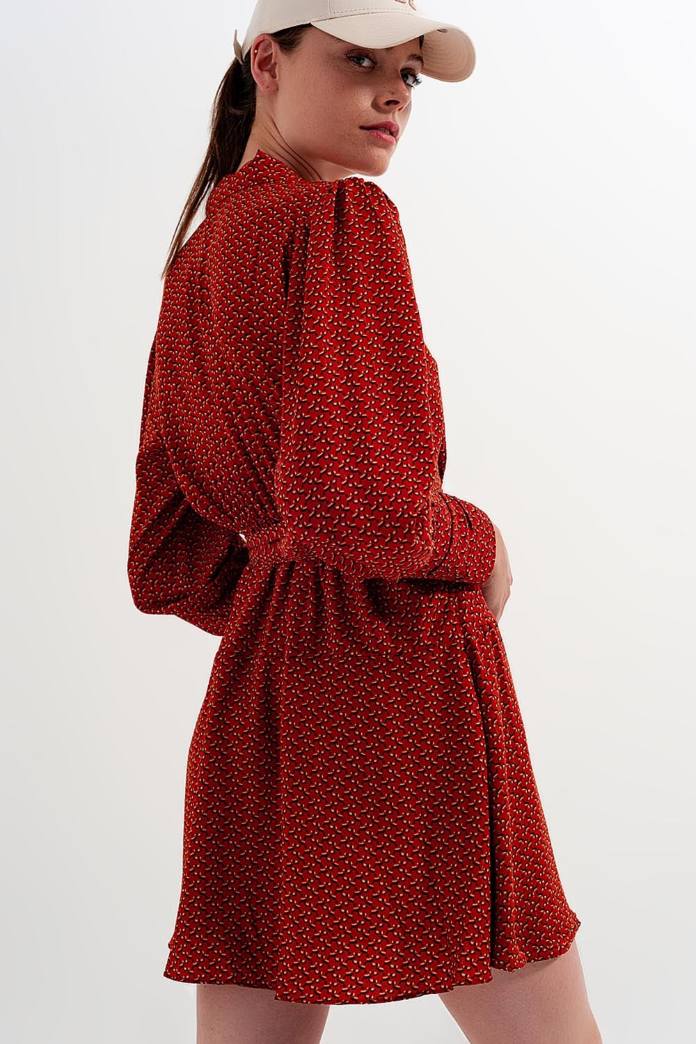 Wrap mini dress in geo print - dress