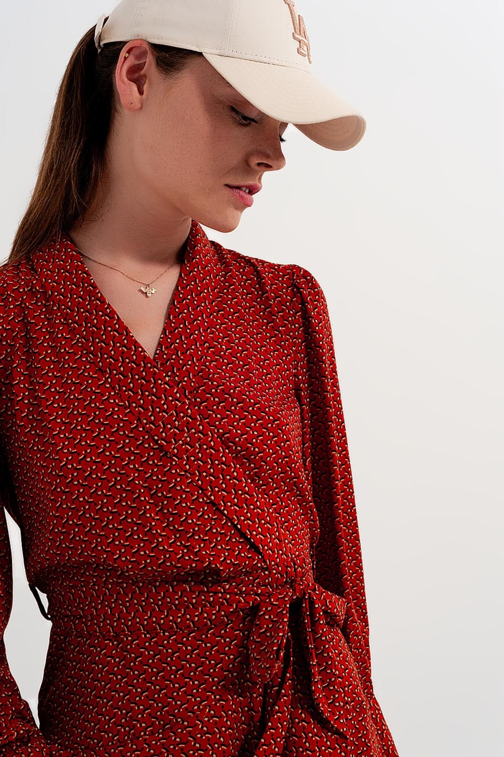 Wrap mini dress in geo print - dress