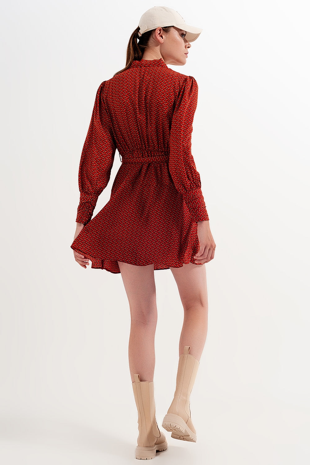 Wrap mini dress in geo print - dress