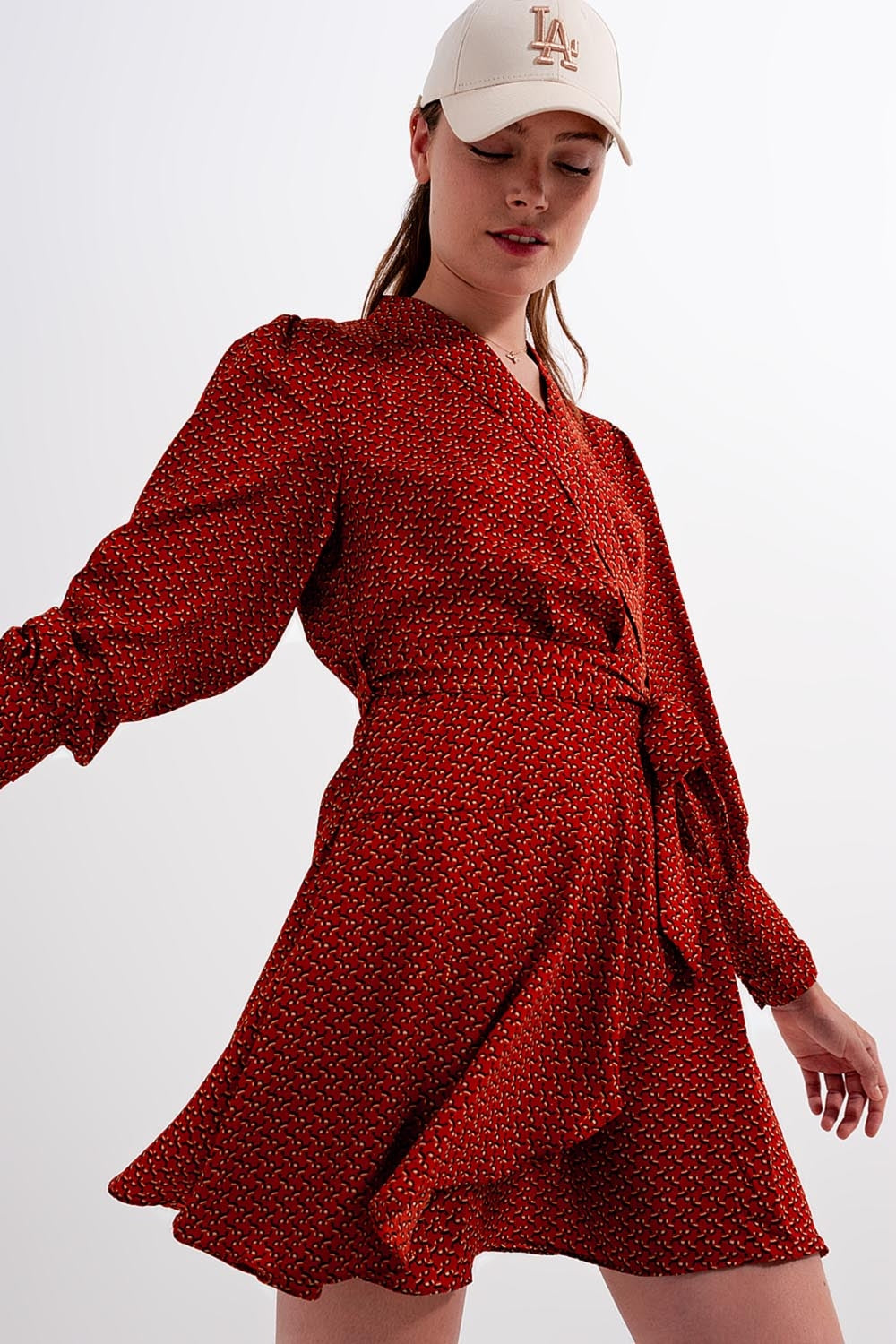 Wrap mini dress in geo print - dress