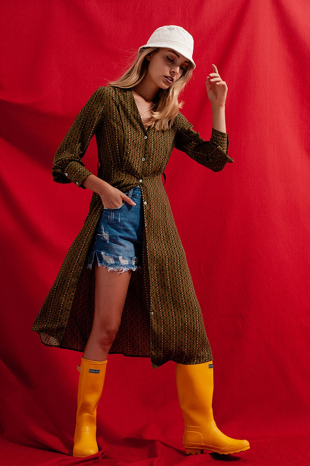 Check print shirt midaxi dress - dress