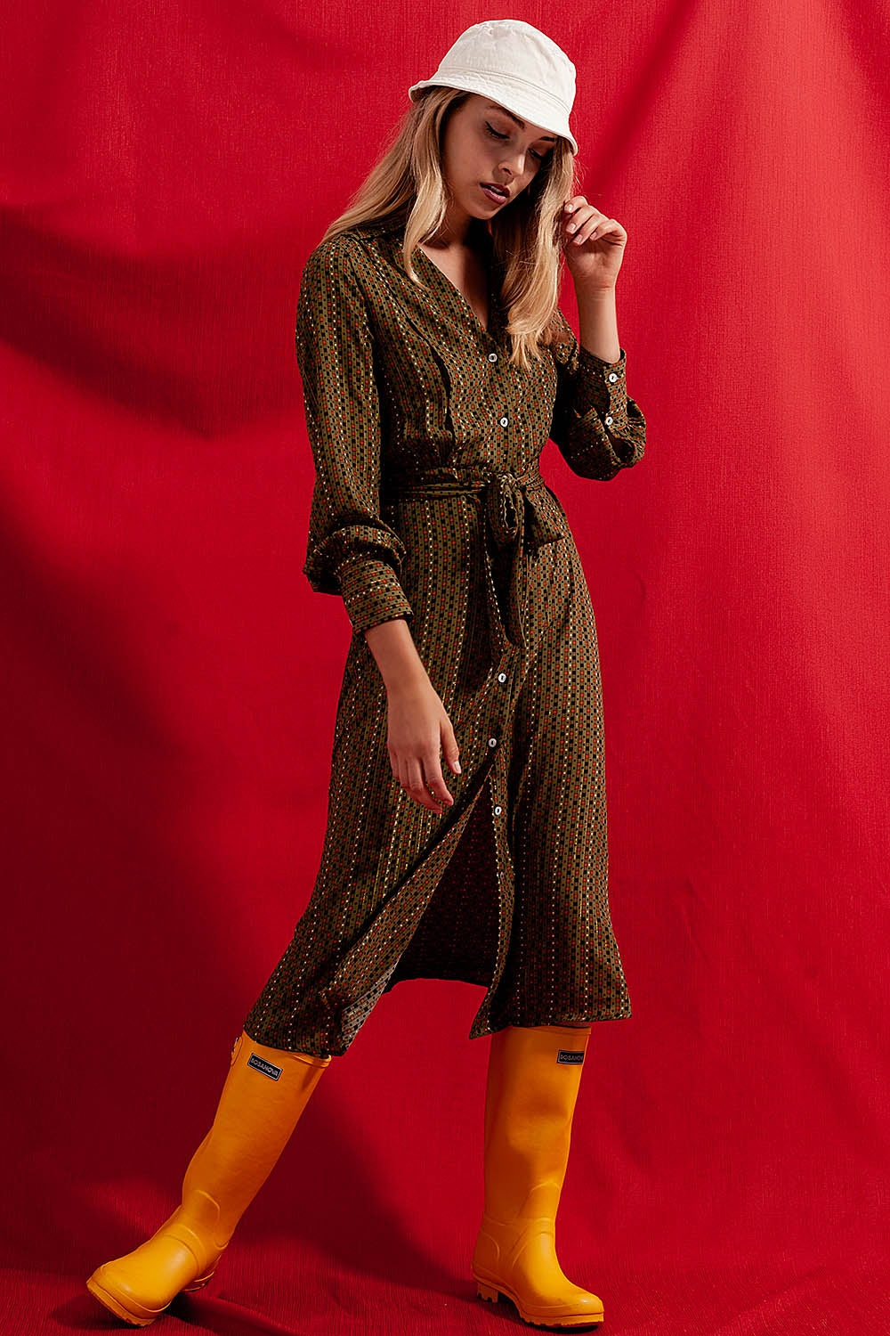 Check print shirt midaxi dress - dress