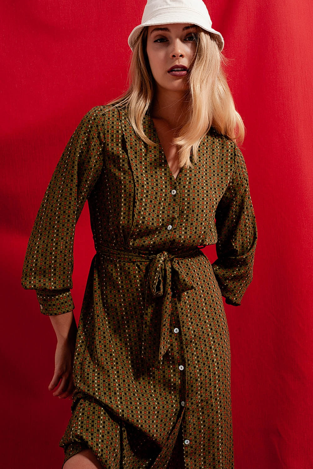 Check print shirt midaxi dress - dress
