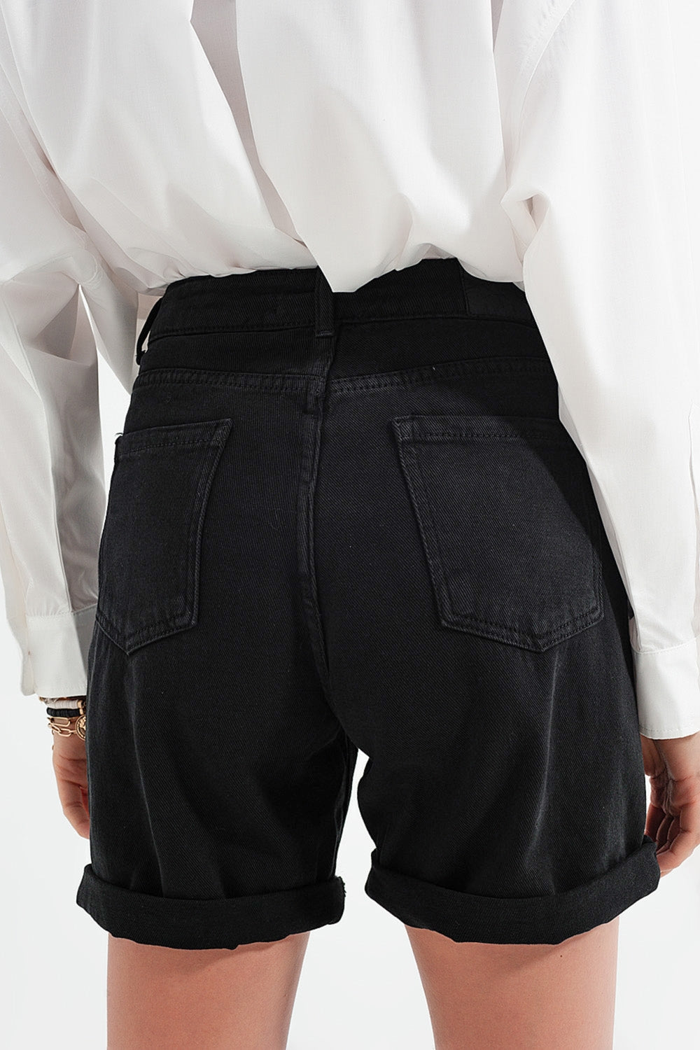 Denim mom shorts in black - trousers