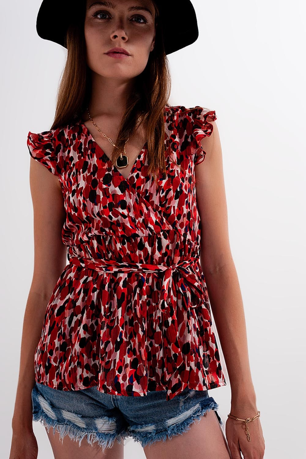 Frill detail chiffon blouse in animal print - Shirts