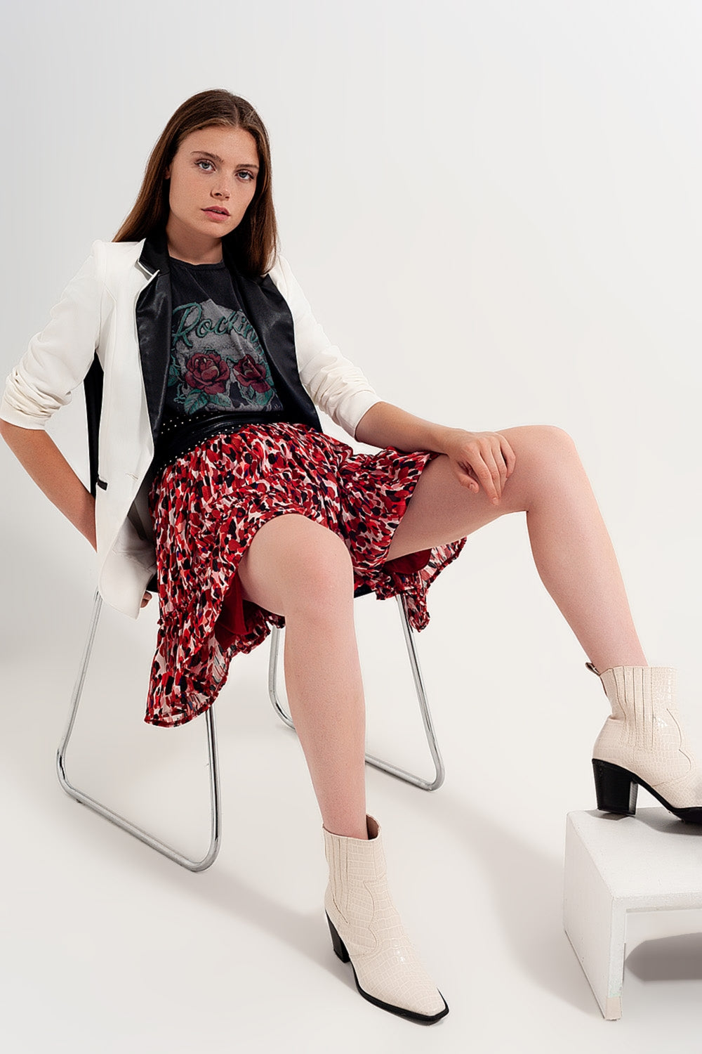 Ruffle mini skirt in animal print