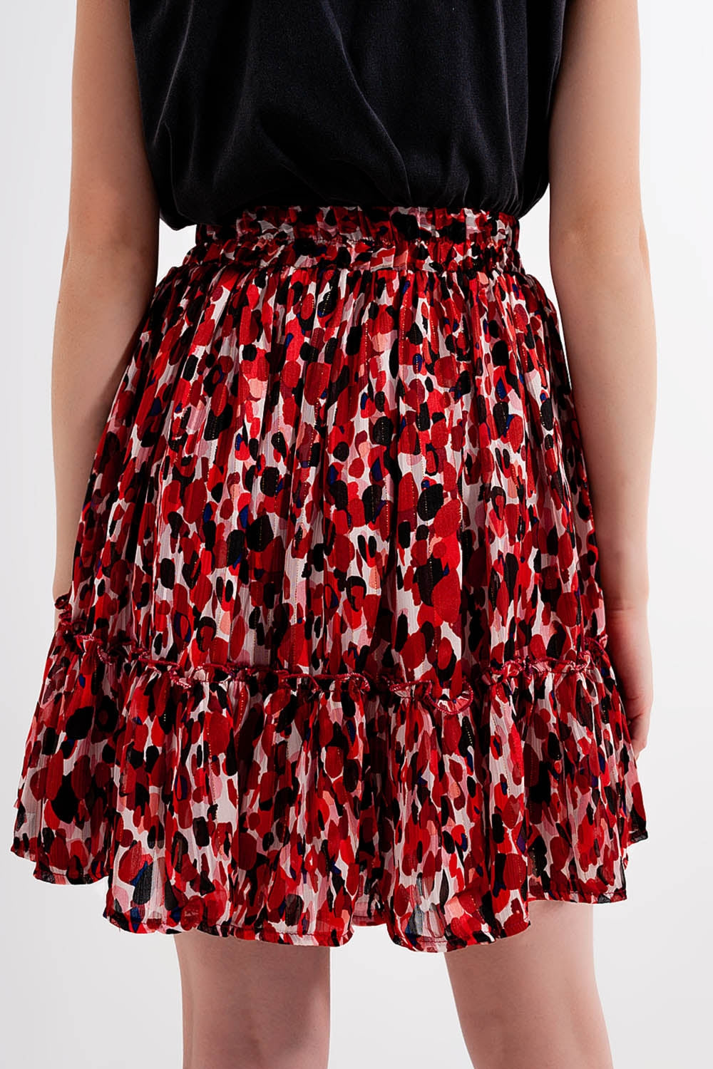Ruffle mini skirt in animal print