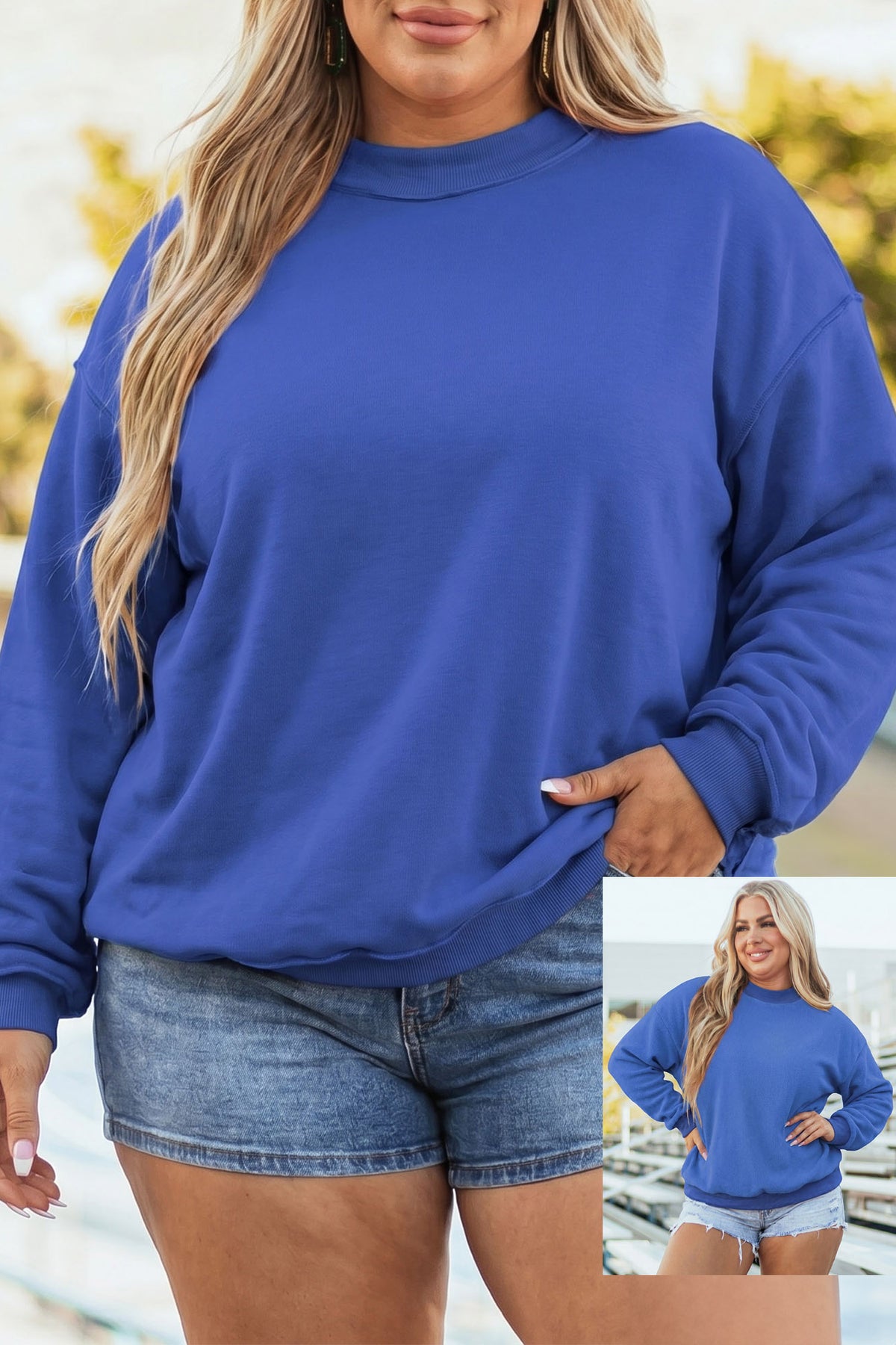 Exposed Seam Detail Reversible Double Wear Plus Size Sweatshirt - Plus Size/Plus Size Sweatshirts & Hoodies