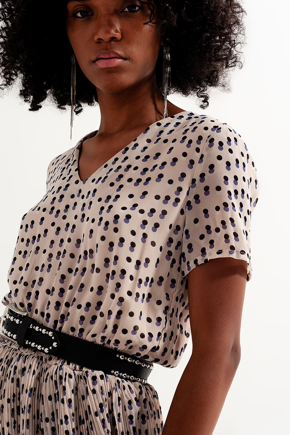Shirred mini dress with peplum in cream - dress