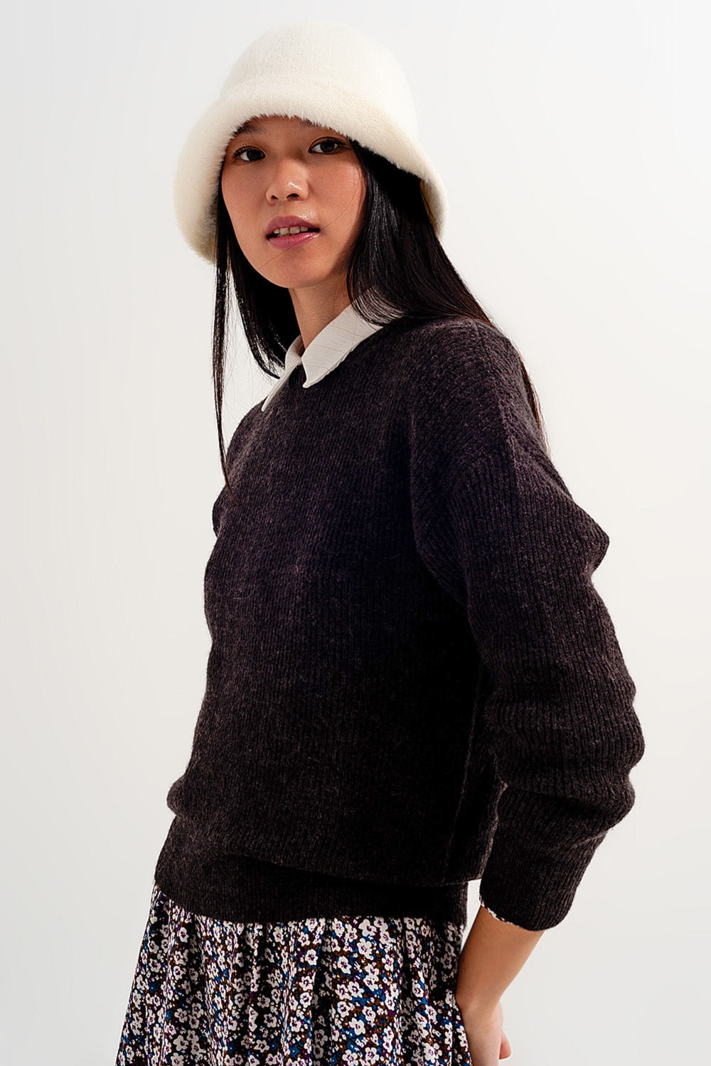 brown crew neck jumper