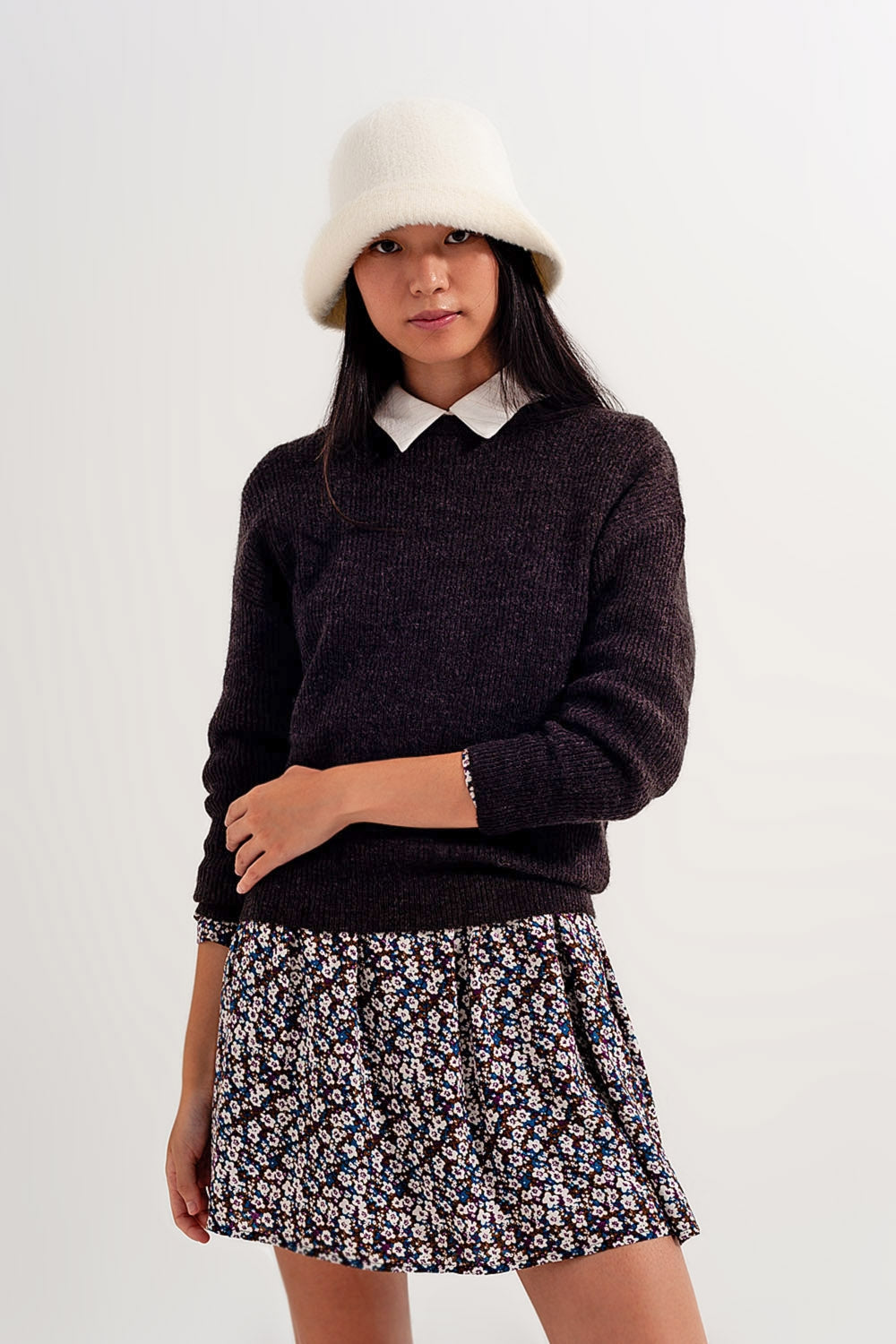 brown crew neck jumper