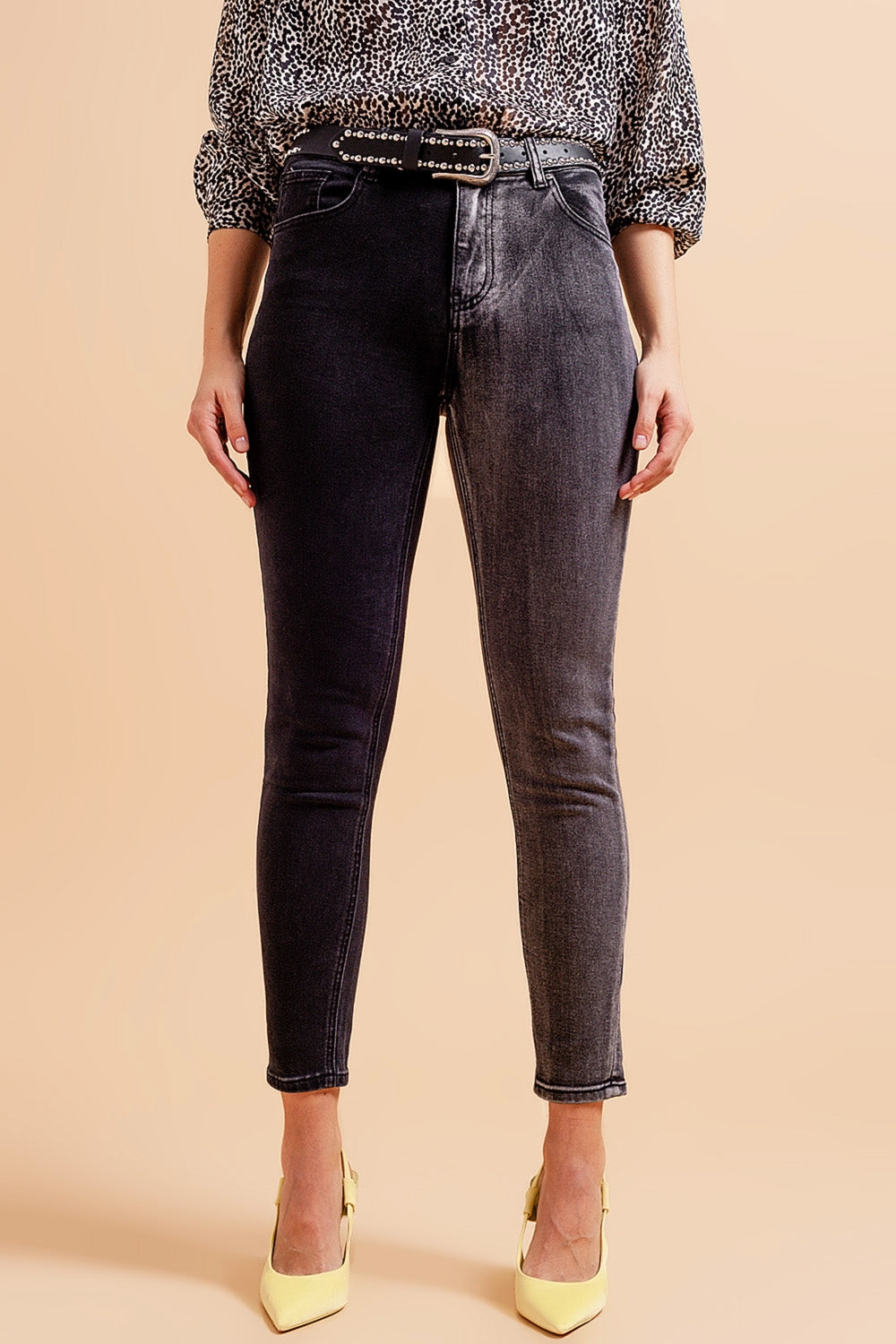Jeans in color block grey and black - Denim