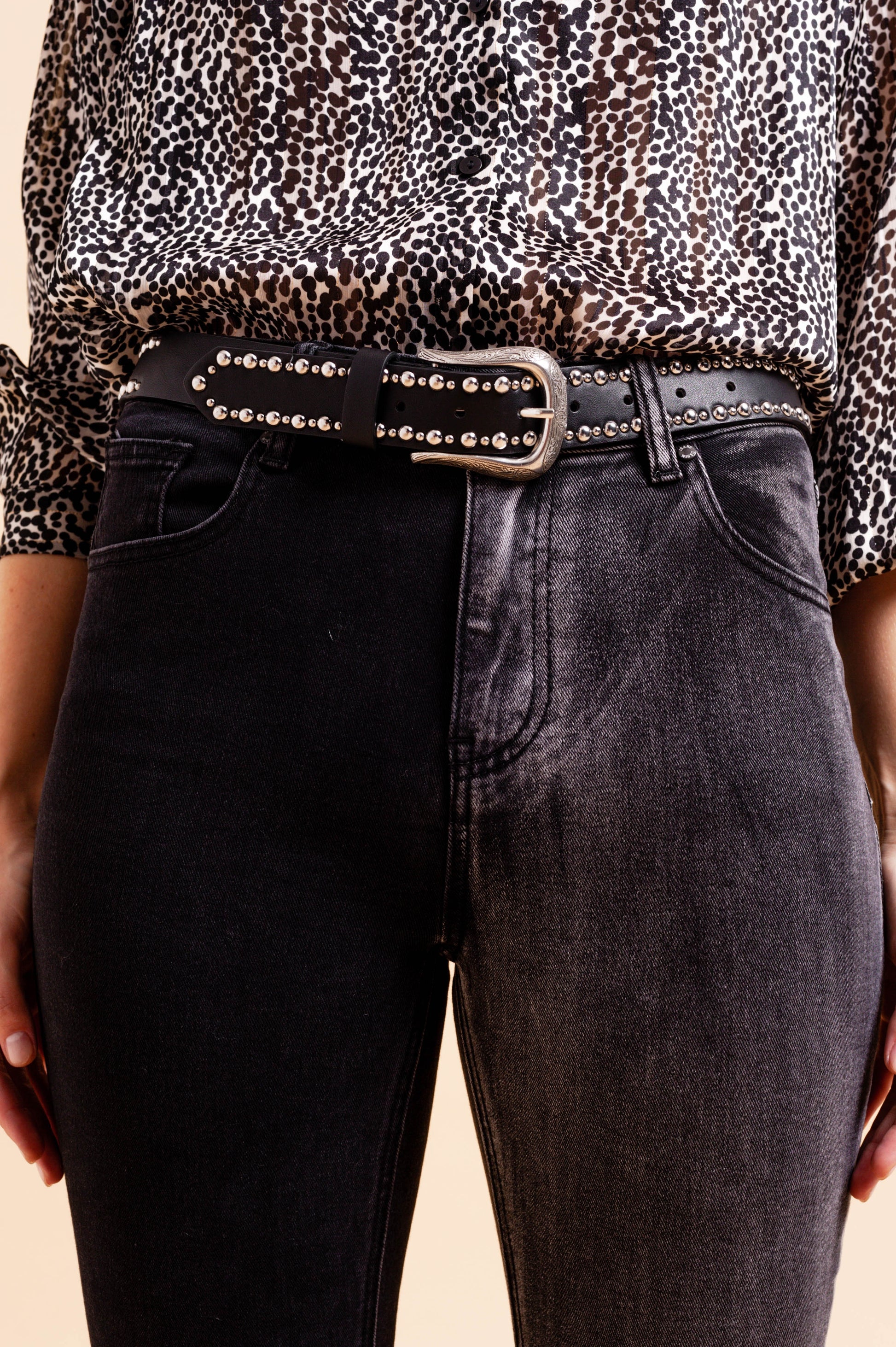 Jeans in color block grey and black - Denim