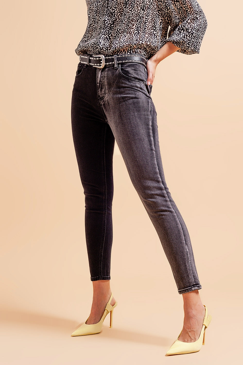 Jeans in color block grey and black - Denim