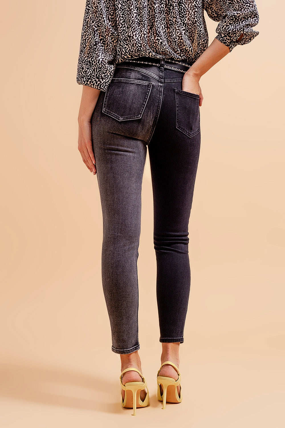 Jeans in color block grey and black - Denim
