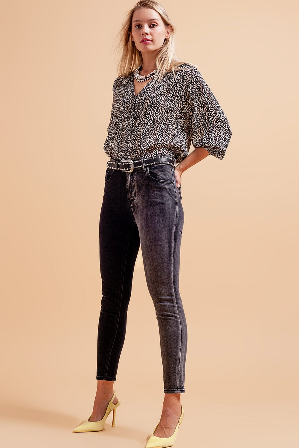 Jeans in color block grey and black - Denim