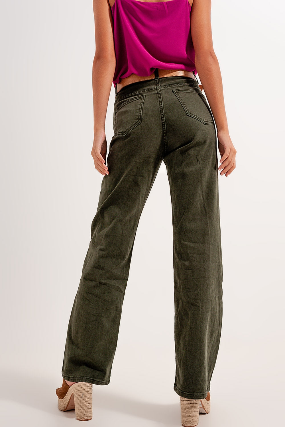 high rise slouchy mom jeans in green - Coloured Jeans