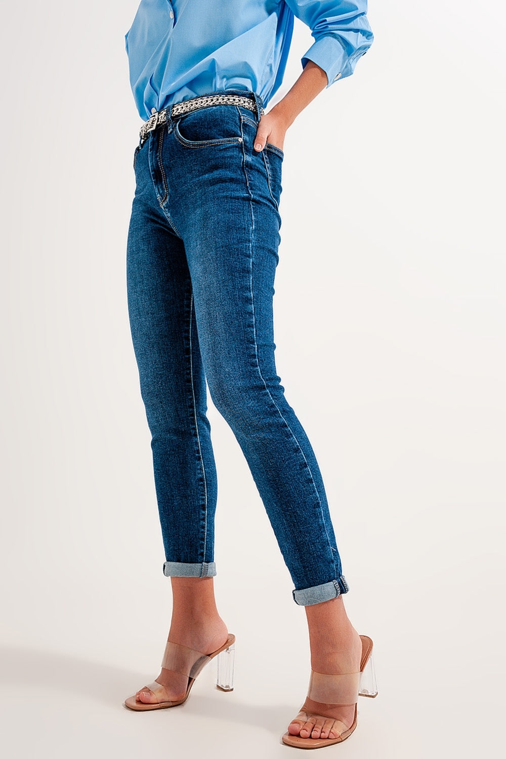 High rise skinny jeans in darkwash - Denim