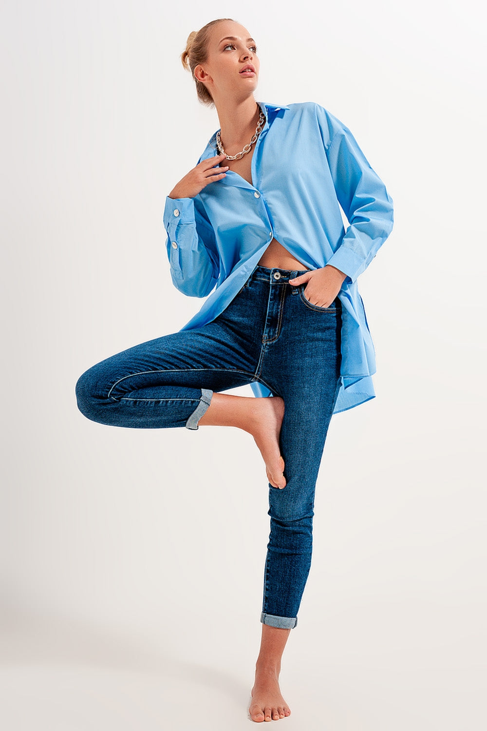 High rise skinny jeans in darkwash - Denim