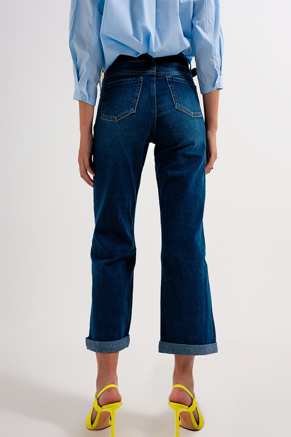 90s straight leg jean in mid wash blue - Denim