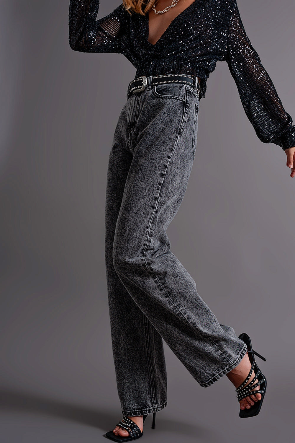 Mom jeans with high waist in black - Denim