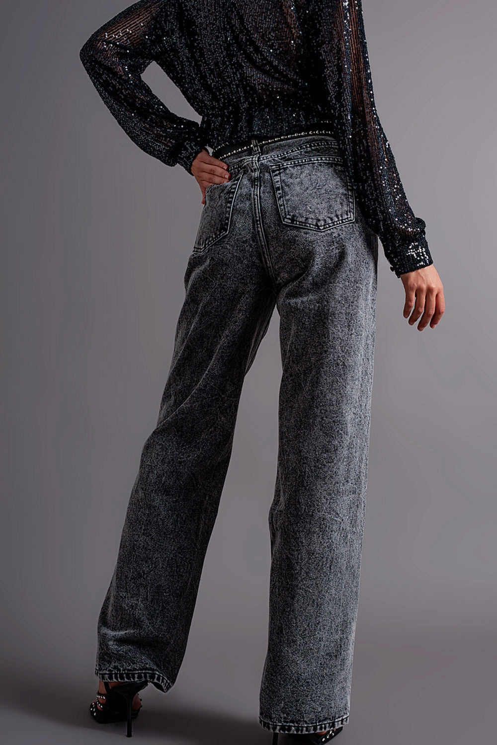 Mom jeans with high waist in black - Denim