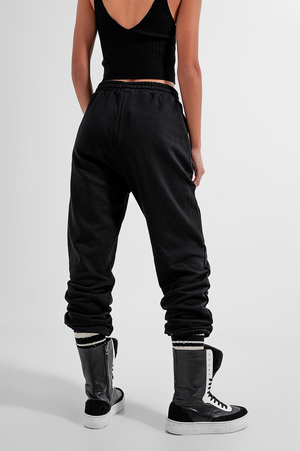 Adjustable waistband joggers in black - trousers