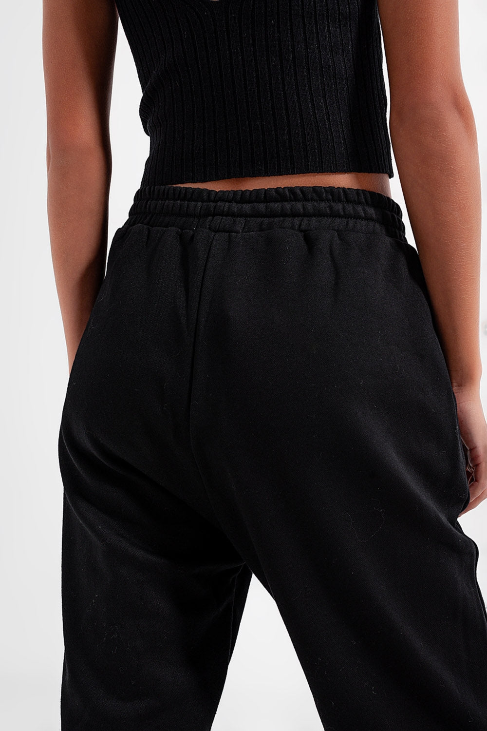 Adjustable waistband joggers in black - trousers