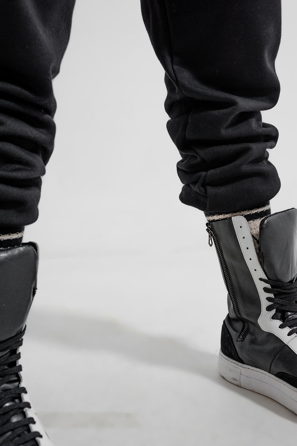 Adjustable waistband joggers in black - trousers