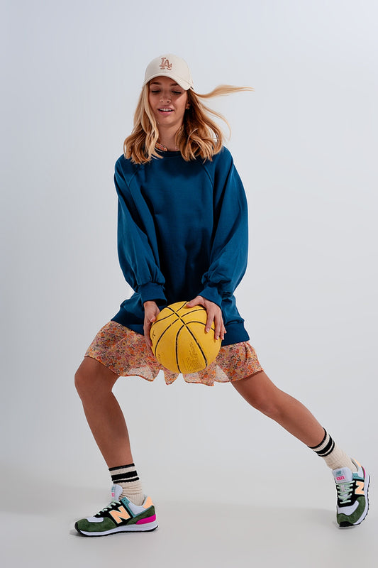 Super oversized sweatshirt with seam detail in blue - jumper