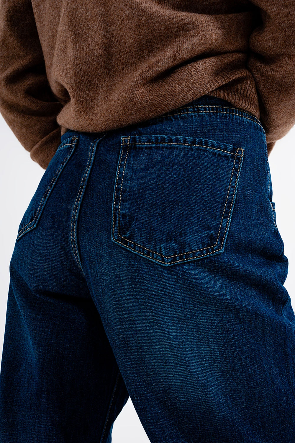 Medium blue pleat front pegged Jeans - Denim
